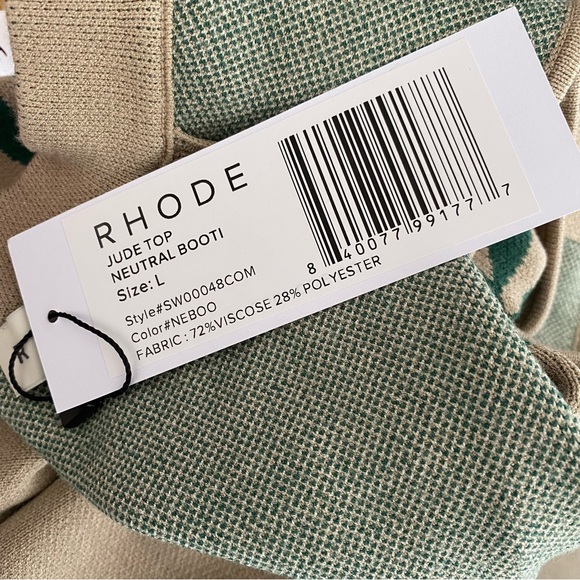 $155 NWT Rhode Jude Knit Top in Neutral Booti Sz Large - Picture 11 of 14